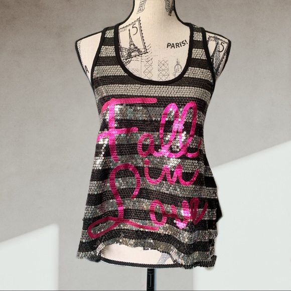 Fall in Love sequin tank top SMALL - Picture 1 of 6